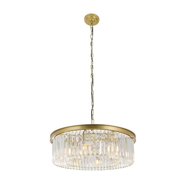 OUKANING 23.62 in. 8-Light Modern Crystal Round Gold
