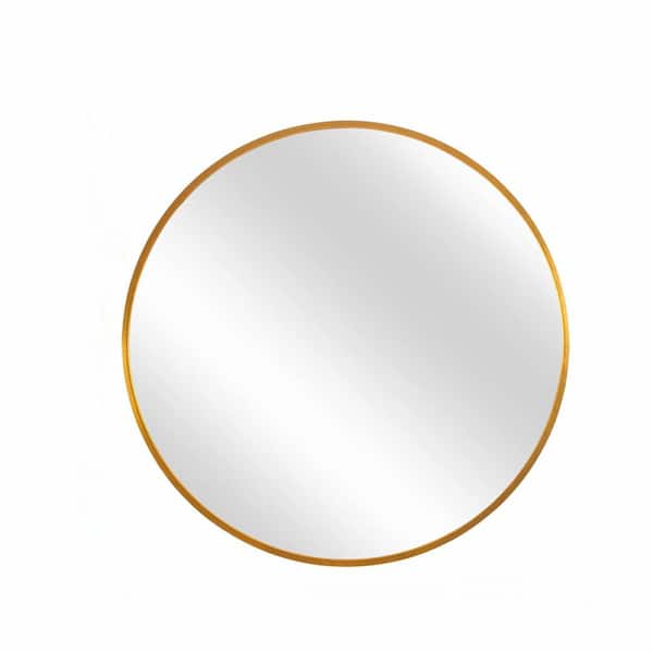 Lirago 28 in. W x 28 in. H Classic Round Accent Mirror in Gold