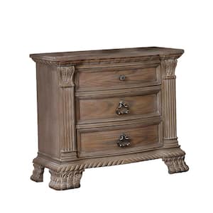 Bianca 3-Drawer Rustic Natural Nightstand