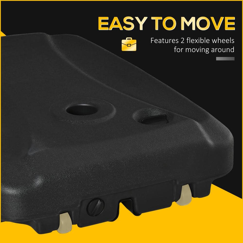 Black HDPE Wheeled Cantilever Umbrella Base, 82 cm