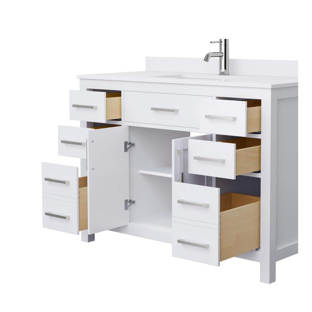 Beckett 48" White Cultured Marble Freestanding Single Bathroom Vanity