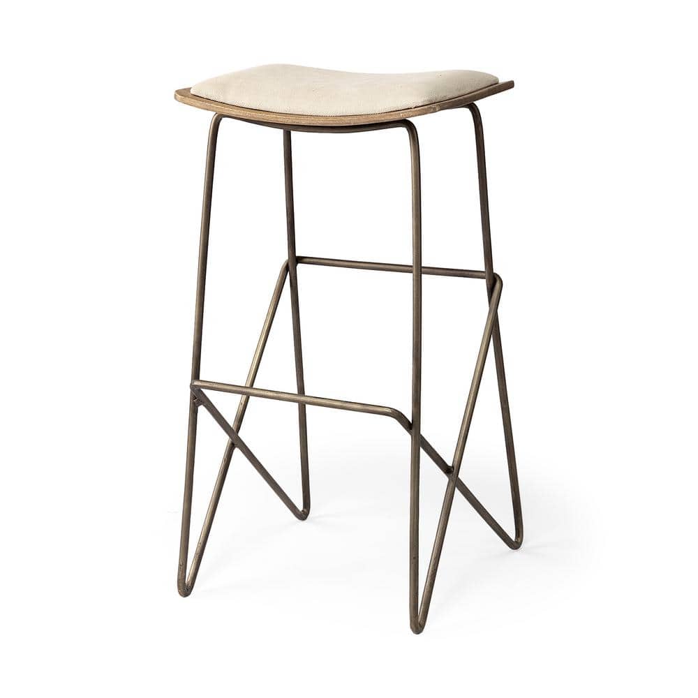 Katniss 30 in. Total Height Cream Fabric Seat Gold Metal Base Stool price history on PriceWatchPro
