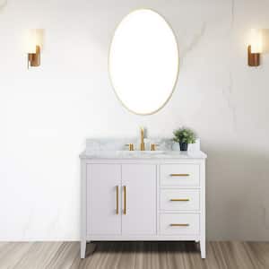 42 in. W x 22 in. D x 34 in. H Single Sink Bathroom Vanity Cabinet in White with Engineered Marble Top