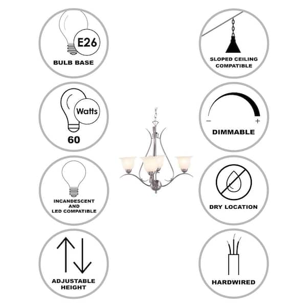 Aspen 4-Light Brushed Nickel Chandelier Light Fixture with Marbleized Glass Shades