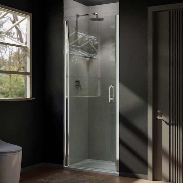 Xspracer Victoria 30 to 31-3/8 in. W x 72 in. H Pivot Swing Frameless Shower Door in Chrome with Clear Glass