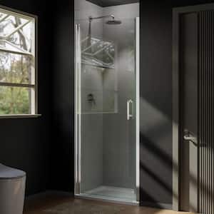 Victoria 32 to 33-3/8 in. W x 72 in. H Pivot Swing Frameless Shower Door in Chrome with Clear Glass