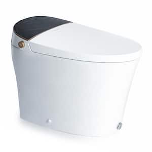 Elongated Bidet Toilet 1.28 GPF in Black Marbling and White with Soft Close Heated Seat, Warm Water Bidet, Dryer