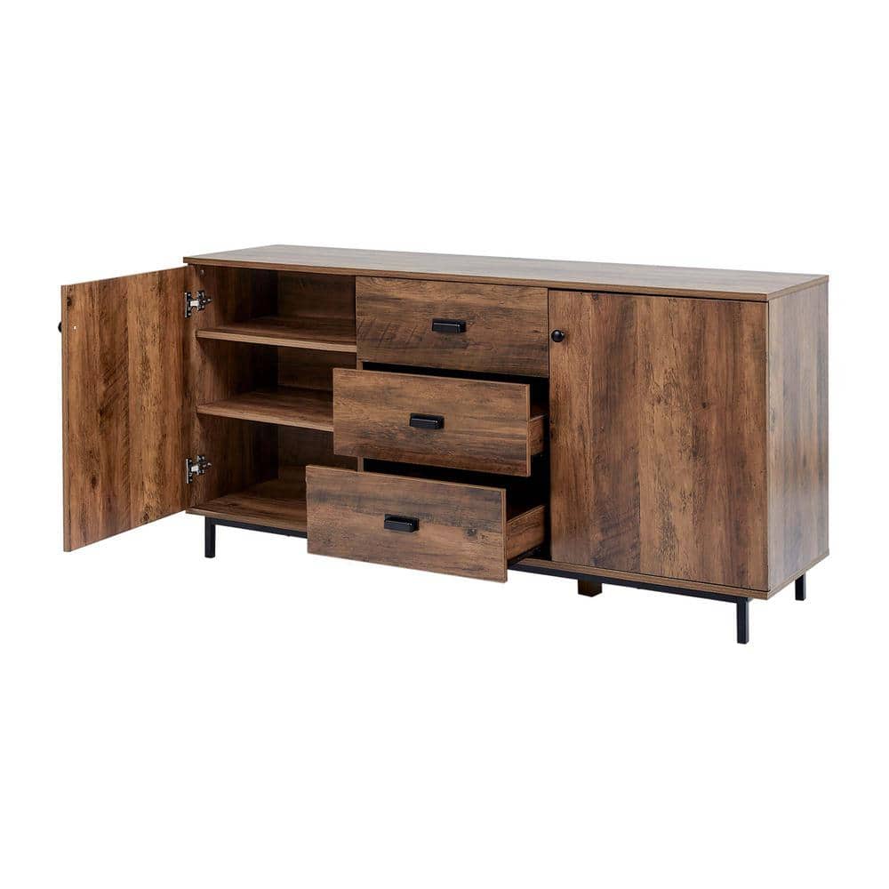 Brooklyn 59'' Brown Acacia Sideboard with Metal Legs