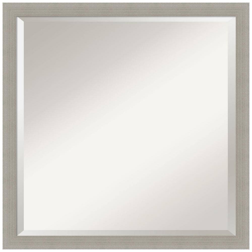 Woodgrain Stripe 22 in. x 22 in. Beveled Casual Square Wood Framed Bathroom Wall Mirror in Gray price history on PriceWatchPro
