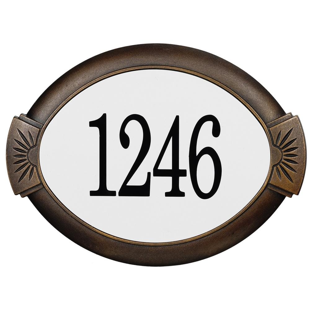 Classic Antique Bronze Cast Aluminum Oval Address Plaque