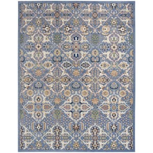 Allur Light Blue 7 ft. x 10 ft. Abstract Medallion Transitional Area Rug