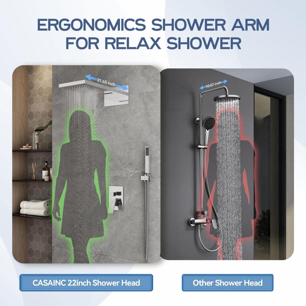 Large Chrome Dual Rain Shower System with Handheld Spray