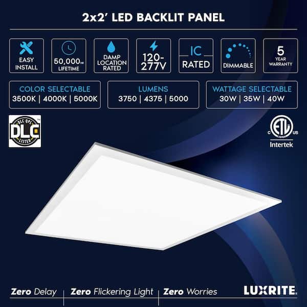 2 ft. x 2 ft. 3000 Lumens Integrated LED Panel Light, 4000K