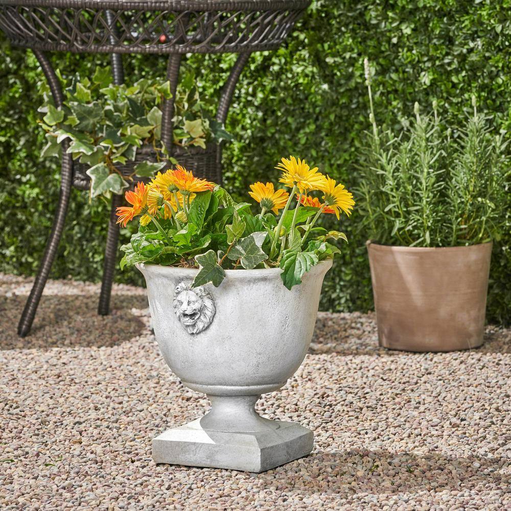 Antique White Lightweight Concrete Garden Urn Planter