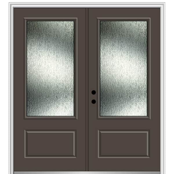 MMI Door Rain Glass 72 in. x 80 in. Right-Hand Inswing 3/4 Lite 1-Panel Painted Brown Prehung Front Door on 4-9/16 in. Frame