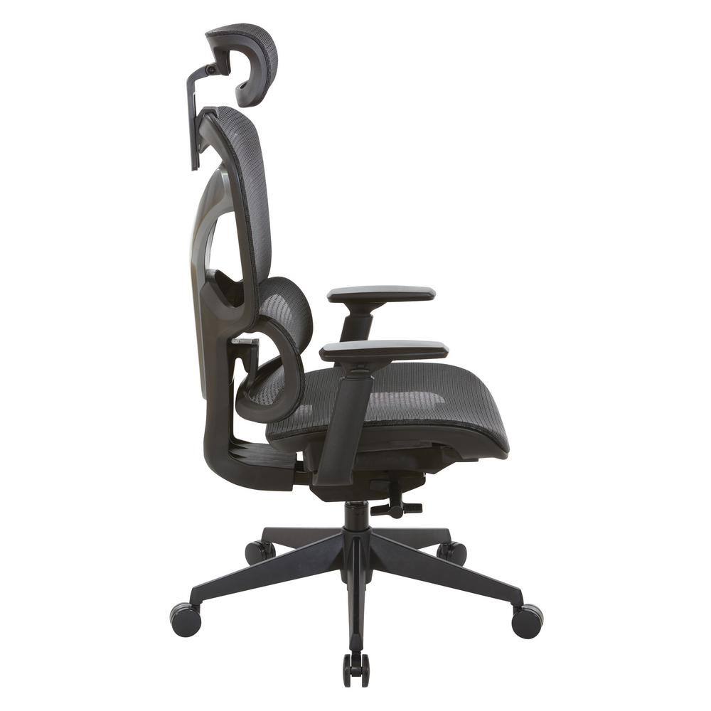 Mesh Seat Adjustable Height, Swivel, Wheels, Tilt, Rolling ErgonomicExecutive Chair in Black with Adjustable Arms - Thumbnail 2