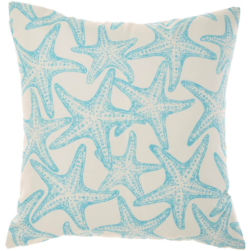 Coastal Collection Starfish Beaded Throw Pillow Beach Ocean Decor Aqua 18  NEW