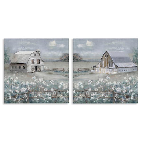 Stupell Industries Country Meadows with Barns by Sally Swatland 2-Pieces Unframed Nature Graphic Art Print 24 in. x 24 in.