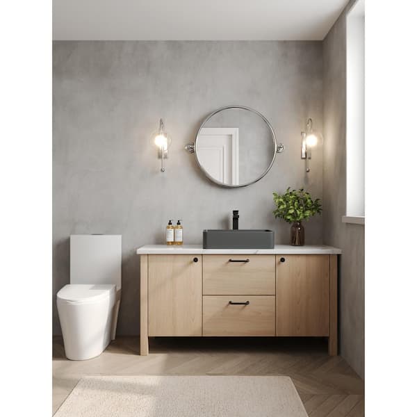 20 in. x 13 in. x 5 in. Rectangular Vessel Bathroom Sink in Black Concrete