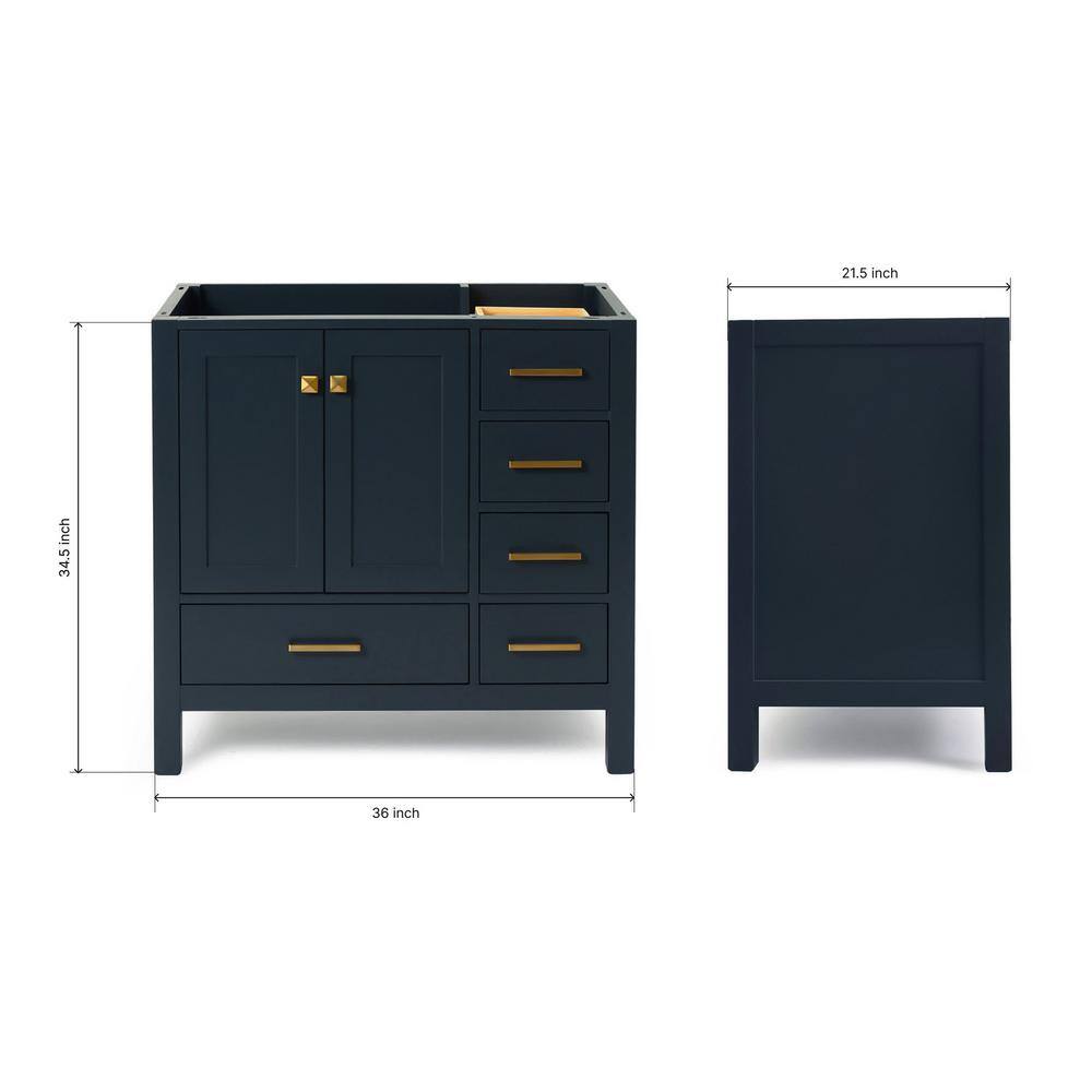 Midnight Blue 36" Freestanding Solid Wood Vanity Cabinet