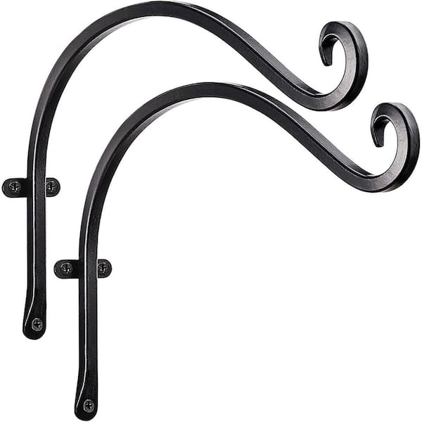 Hanging Plant Hanger Outdoor Steel 12 in. Rust-Resistant Plant Bracket Hook for Flower Baskets with Wall Hooks 2 Pack