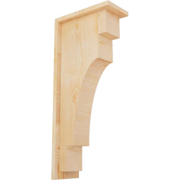 Ekena Millwork 6 in. x 12 in. x 28 in. Douglas Fir Mediterranean Rough Sawn Corbel with Backplate