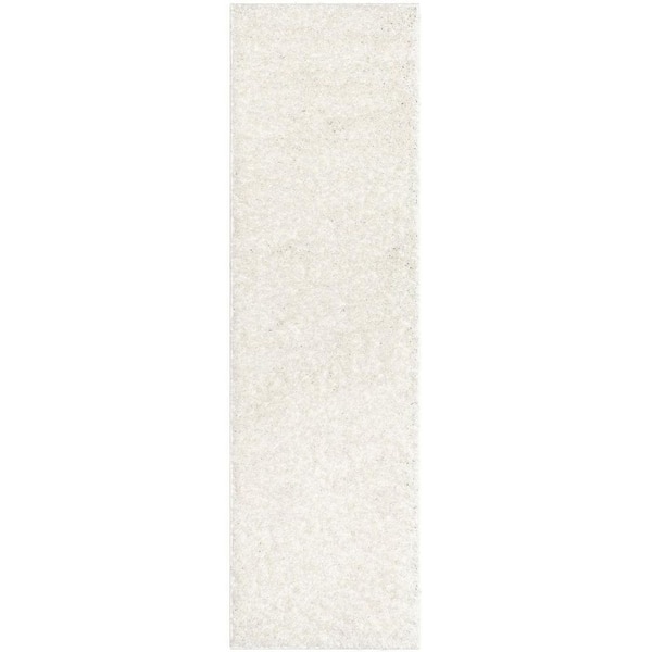 Well Woven Elle Basics Emerson Solid Shag Ivory 2 ft. 7 in. x 9 ft. 6 in. Runner Area Rug