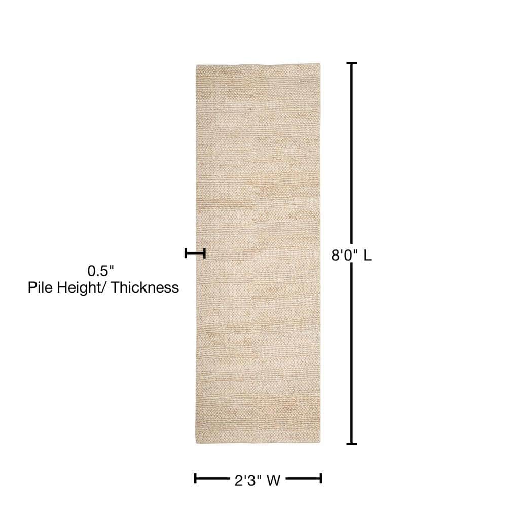 Handmade Bleach Cotton Runner Rug - 2'3" x 8'