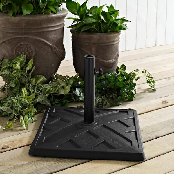Square Metal Patio Umbrella Base in Black