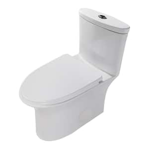 1-Piece 1.1/1.6 GPF Dual Flush Elongated Toilet in White Seat Included