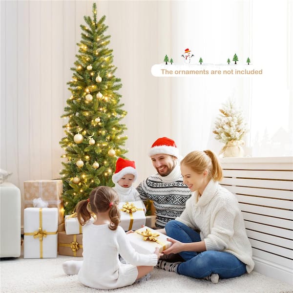 6 ft. Pre-Lit Artificial Christmas Tree, Realistic Hinged Xmas Tree