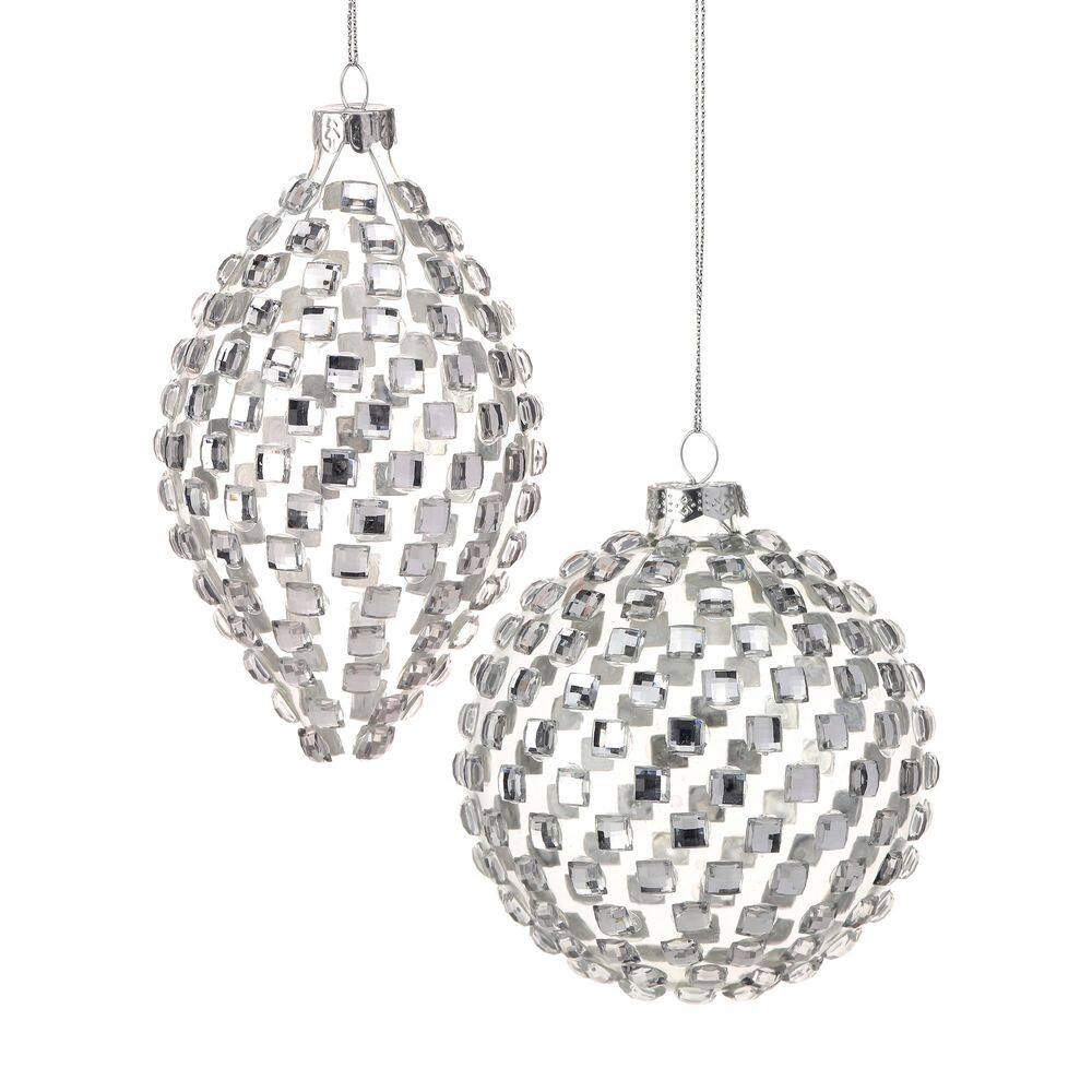 4-5.5 in. Glass With Jewel Ball Finial Ornament (Set of 2) price history on PriceWatchPro