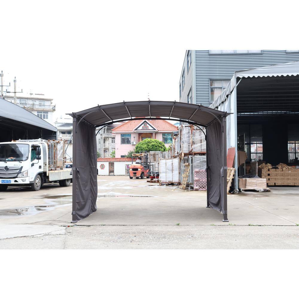 11 ft x 9 ft Gray Steel Frame Arched Patio Gazebo