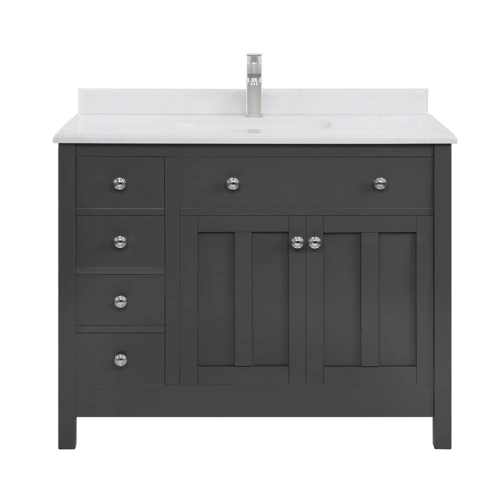 Ove Decors Boston 42 In W Bath Vanity In Dark Charcoal With Cultured Marble Vanity Top In White With White Basin And Faucet 15vvc Bost42 03 The Home Depot