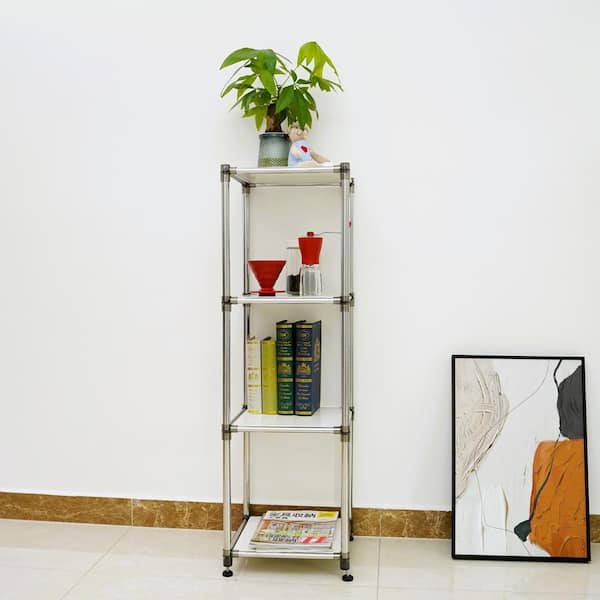 White 4-Tier Heavy Duty Stainless steel Storage Shelving Unit, 100 lbs. /shelf