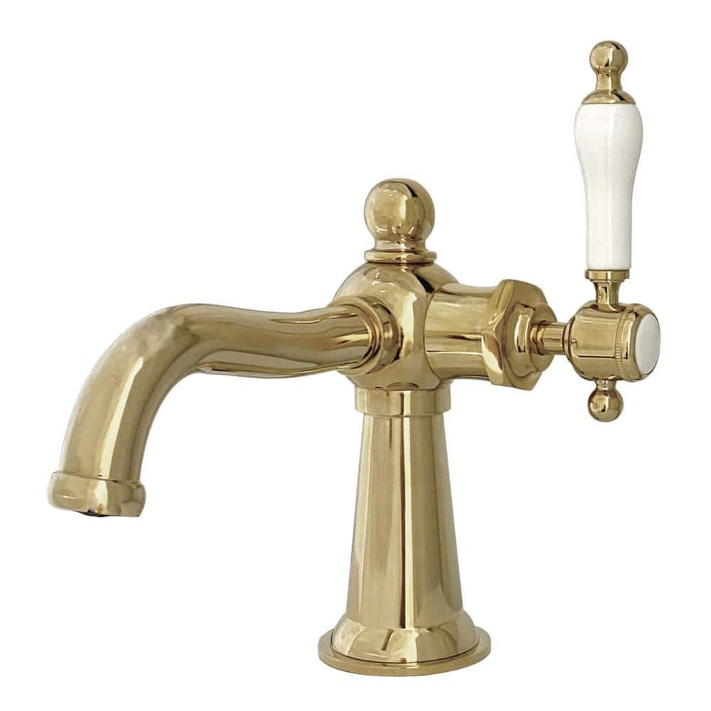 Kingston Brass Whitaker Single Hole Single-Handle Bathroom Faucet in Polished Brass HKS154KLPB ...
