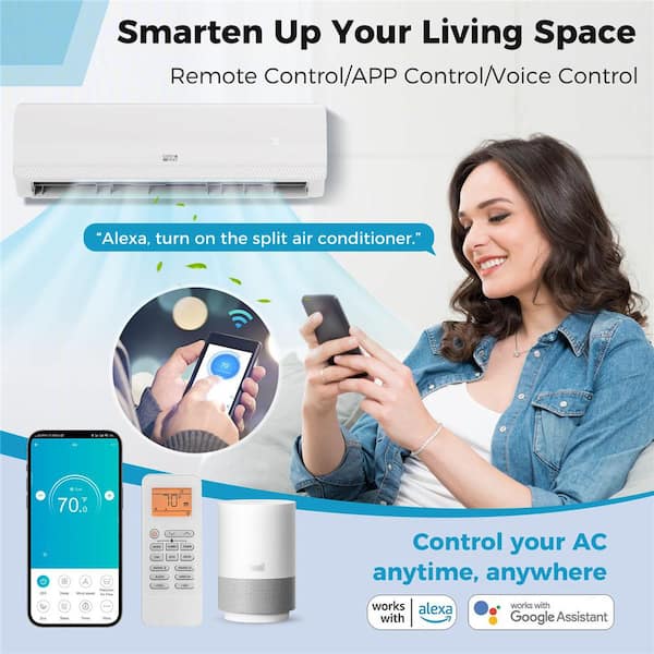 36K BTU(48000 BTU ASHRAE) 3 Zone 12K 18k BTU 19 SEER2 Mini Split Air Conditioner Work with Alexa