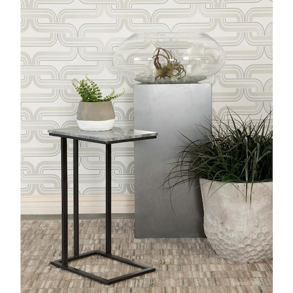 Coaster 16 in. Grey and Sandy Black Rectangular Marble Top Accent Table