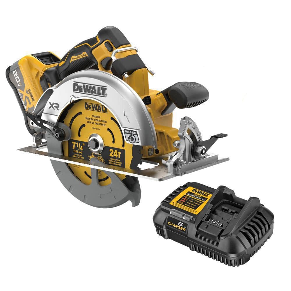 DEWALT 20V MAX Lithium-Ion 7-1/4 in. Cordless Circular Saw Kit with 8.0 Ah Battery, Charger and Kit Bag (DCS590WW1)