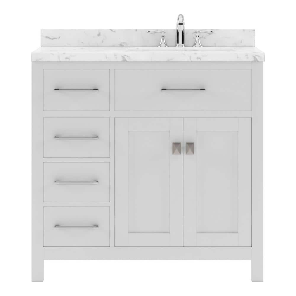 Caroline Parkway 36 in. W x 22 in. D x 35 in. H Single Sink Bath Vanity in White with Quartz Top -  Virtu USA, MS2136LCMSQWHNM