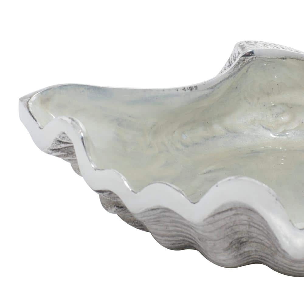White Aluminum Shell Shaped Serving Bowl with Enamel Finish