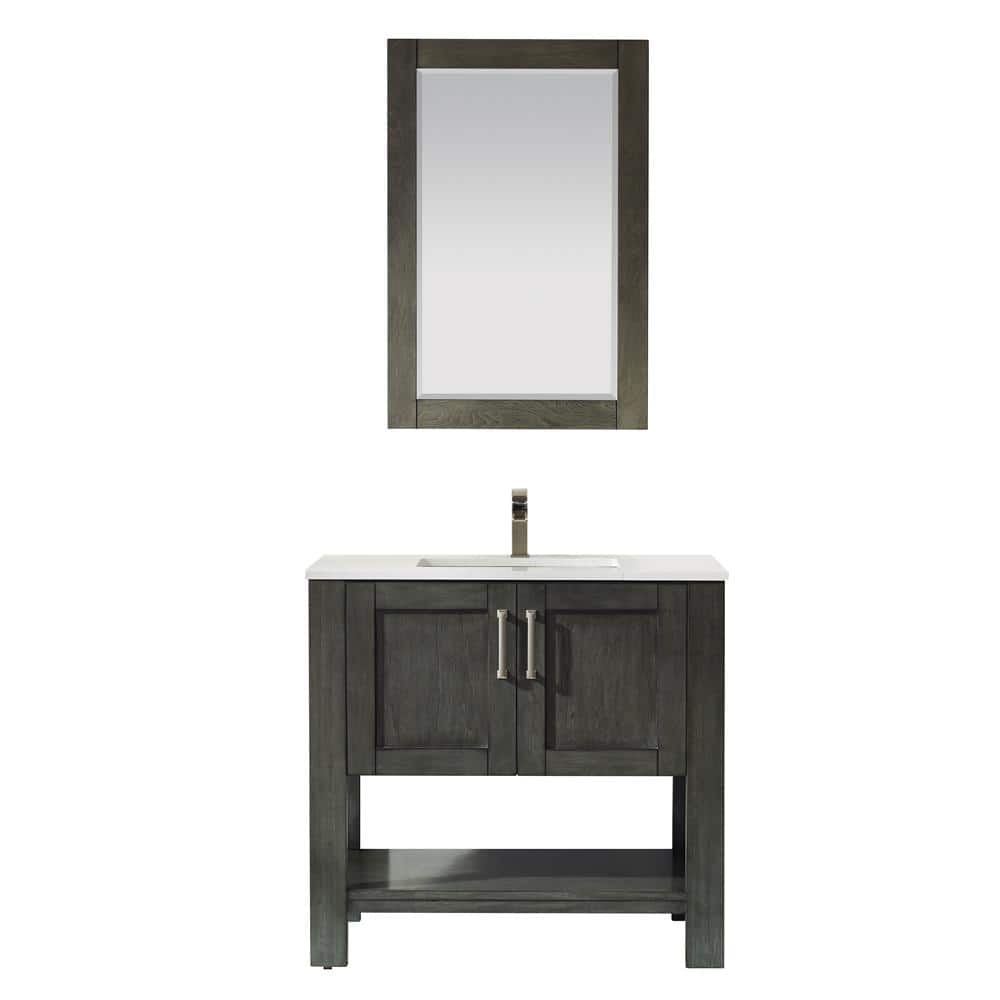 ROSWELL Grayson 36 in. Bath Vanity in Black with Manufactured Stone