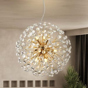 Modern/Contemporary 9-Light Gold Dandelion Crystal Chandelier