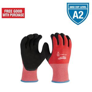 Large Red Latex Level 2 Cut Resistant Insulated Winter Dipped Work Gloves