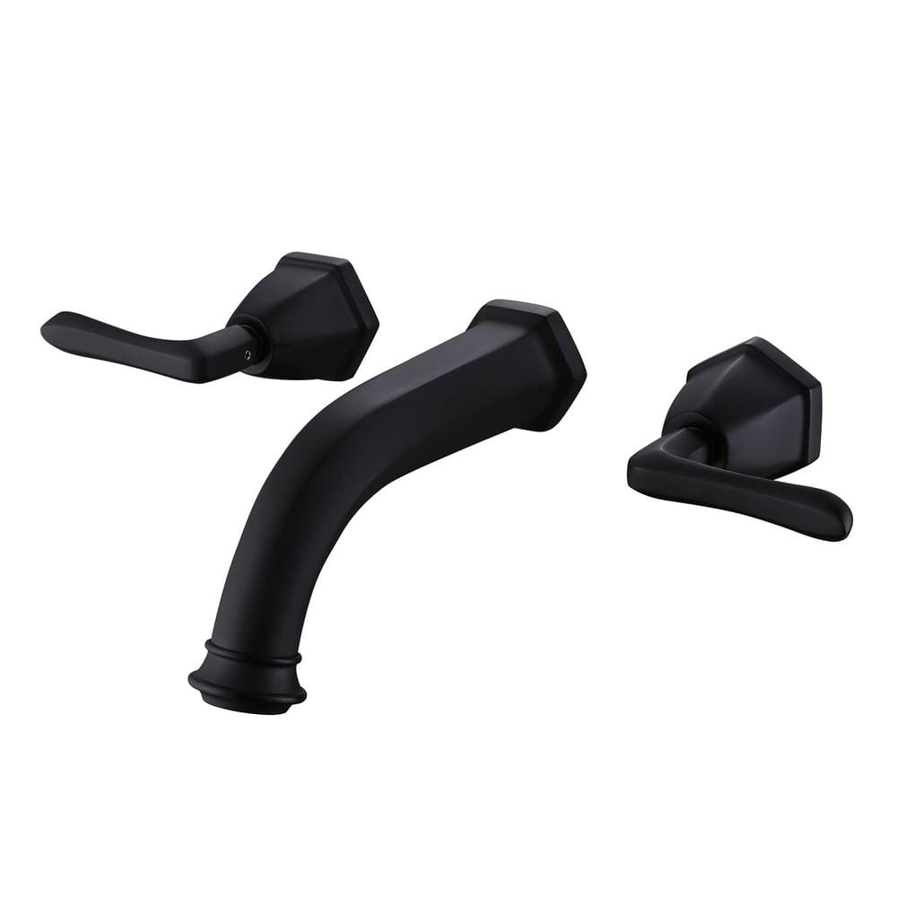 Double Handle Wall Mount Roman Tub Faucet 3 Holes 4 GPM Modern Brass Bath Tub Filler in Matte Black price history on PriceWatchPro