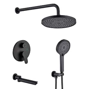 2-Handle 2-Spray Tub and Shower Faucet and Handheld Combo with 8 in. Shower Head in Matte Black (Valve Included)