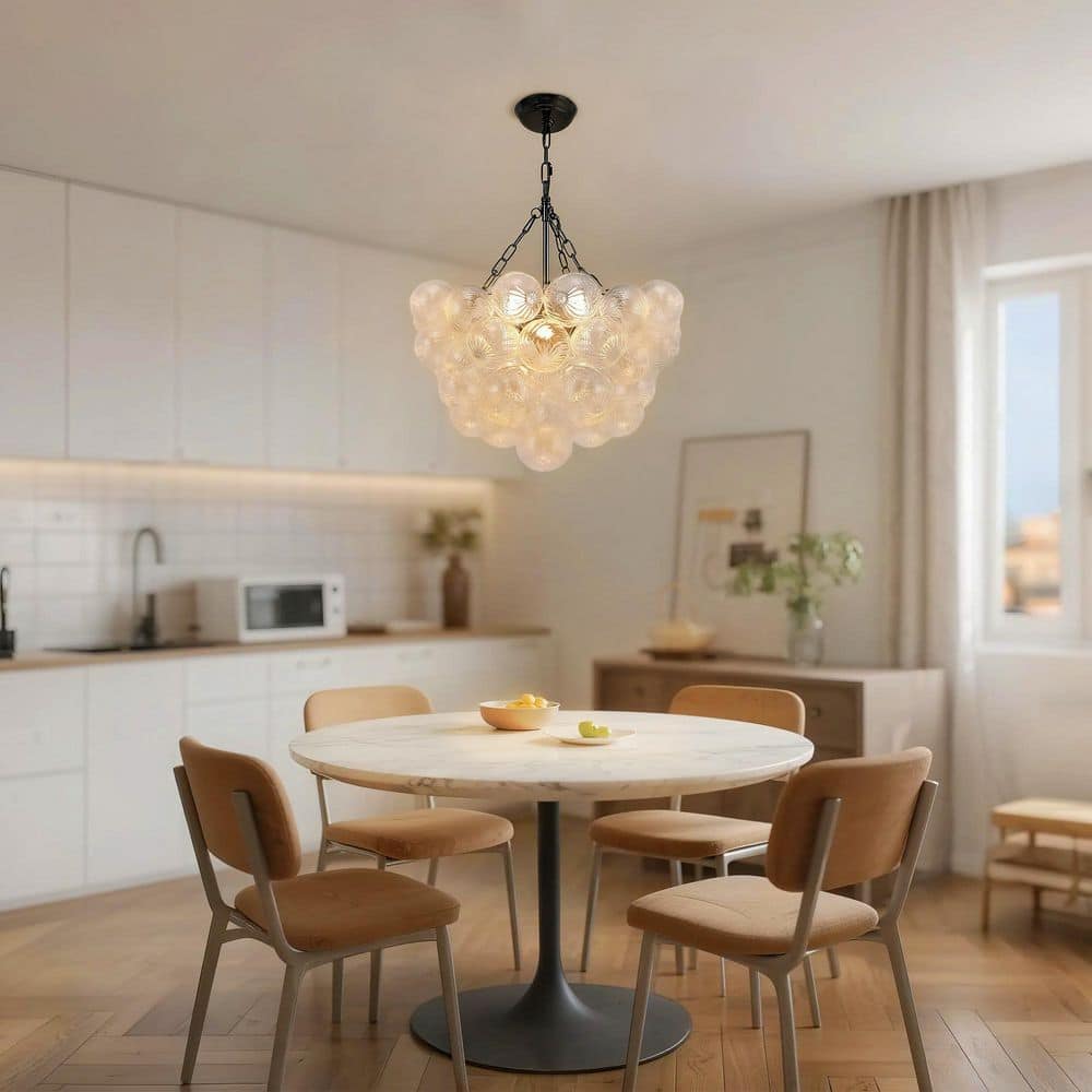 24W Matte Black LED Bubble Twist Chandelier with Remote Control, RGBCW Layered Decorative Pendant Light for Dining Room price history on PriceWatchPro