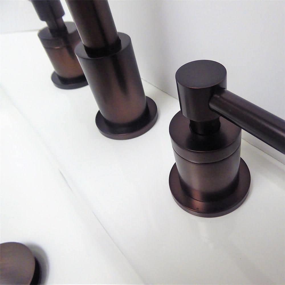 Oil Rubbed Bronze Double Handle Widespread Bathroom Faucet