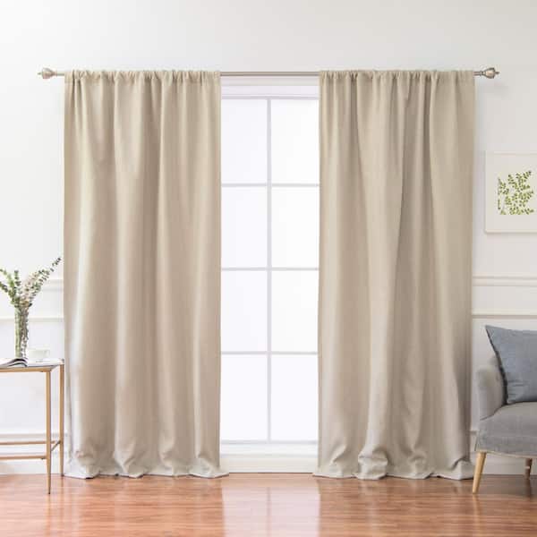 Best Home Fashion Natural Solid Rod Pocket Room Darkening Curtain - 52 in. W x 63 in. L