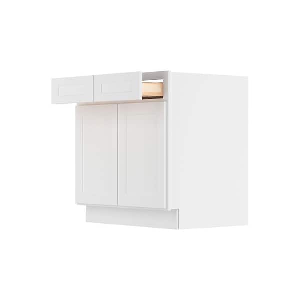 33 in. W 24 in. H 34.5 in. D Ready to Assemble Plywood Base Kitchen Cabinet in Painted White with 2 Door